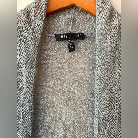 Eileen Fisher 100% Italian Wool Lightweight Knit Cardigan Gray Women Extra Small - Picture 2 of 7